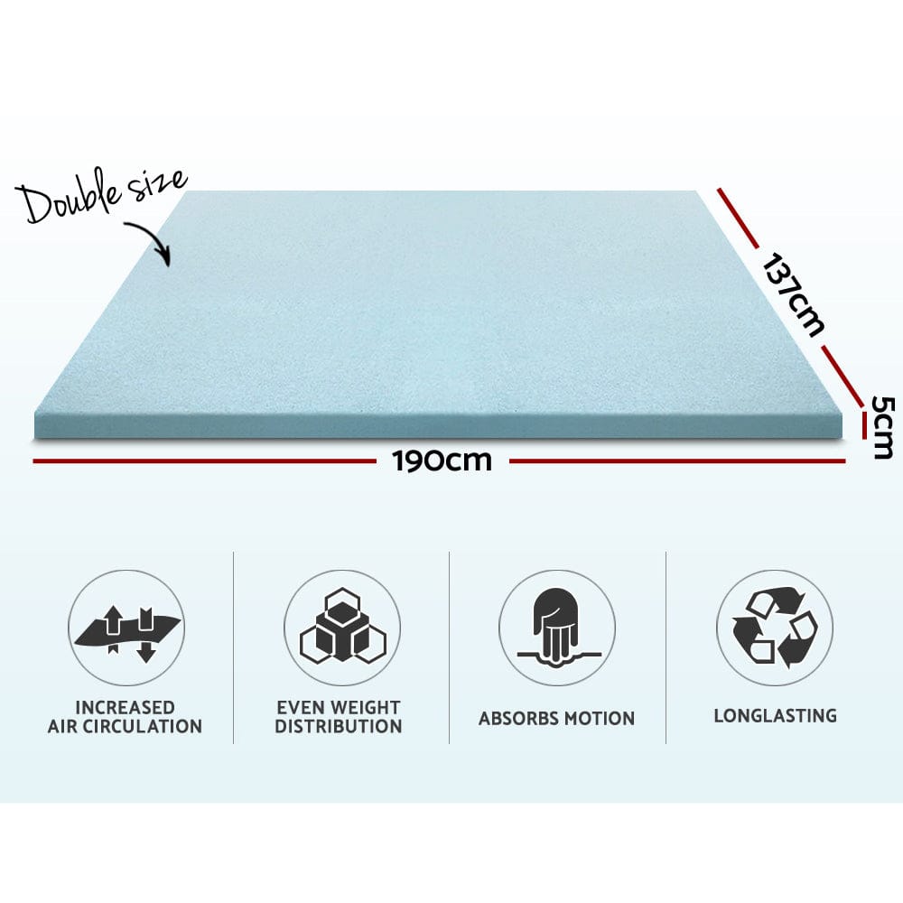 Giselle Furniture > Mattresses > Mattress Toppers Giselle Bedding Memory Foam Mattress Topper Cool Gel 5cm Double