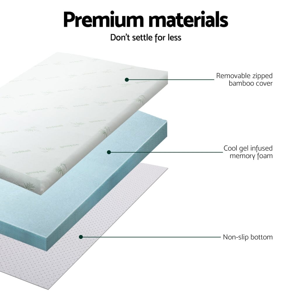 Giselle Furniture > Mattresses > Mattress Toppers Giselle Bedding Memory Foam Mattress Topper Cool Gel 5cm King Single