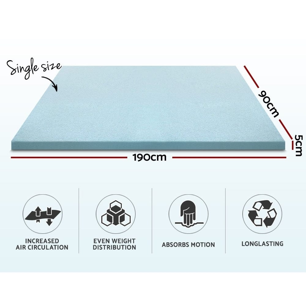 Giselle Furniture > Mattresses > Mattress Toppers Giselle Bedding Memory Foam Mattress Topper Cool Gel 5cm Single