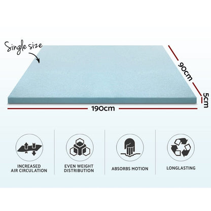 Giselle Furniture > Mattresses > Mattress Toppers Giselle Bedding Memory Foam Mattress Topper Cool Gel 5cm Single