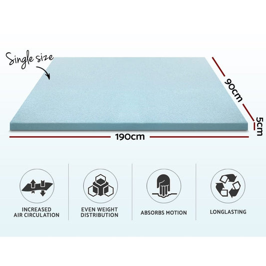 Giselle Furniture > Mattresses > Mattress Toppers Giselle Bedding Memory Foam Mattress Topper Cool Gel 5cm Single