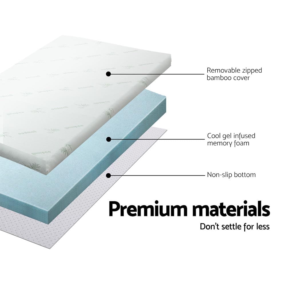 Giselle Furniture > Mattresses > Mattress Toppers Giselle Bedding Memory Foam Mattress Topper Cool Gel 8cm Single