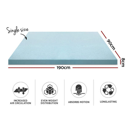 Giselle Furniture > Mattresses > Mattress Toppers Giselle Bedding Memory Foam Mattress Topper Cool Gel 8cm Single
