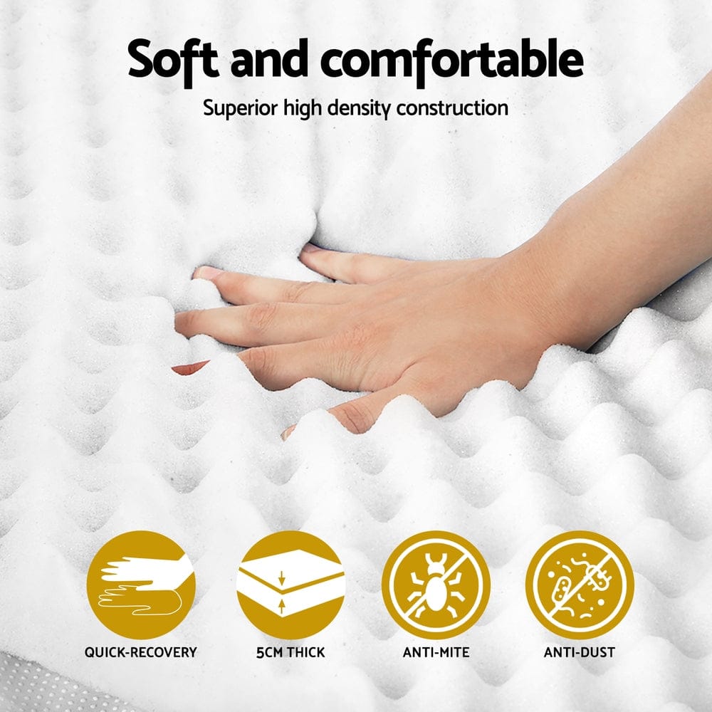 Giselle Furniture > Mattresses > Mattress Toppers Giselle Bedding Memory Foam Mattress Topper Egg Crate 5cm King Single