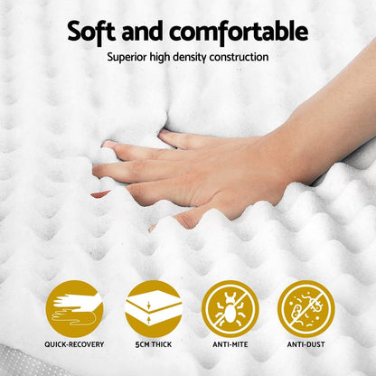 Giselle Furniture > Mattresses > Mattress Toppers Giselle Bedding Memory Foam Mattress Topper Egg Crate 5cm King Single