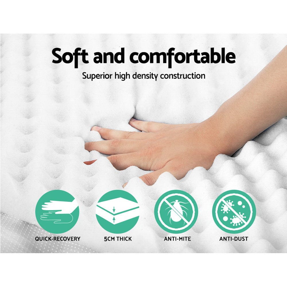 Giselle Furniture > Mattresses > Mattress Toppers Giselle Bedding Memory Foam Mattress Topper Egg Crate 5cm Queen