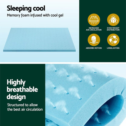 Giselle Furniture > Mattresses > Mattress Toppers Giselle Bedding Memory Foam Mattress Topper Ventilated Cool Gel 5cm Single