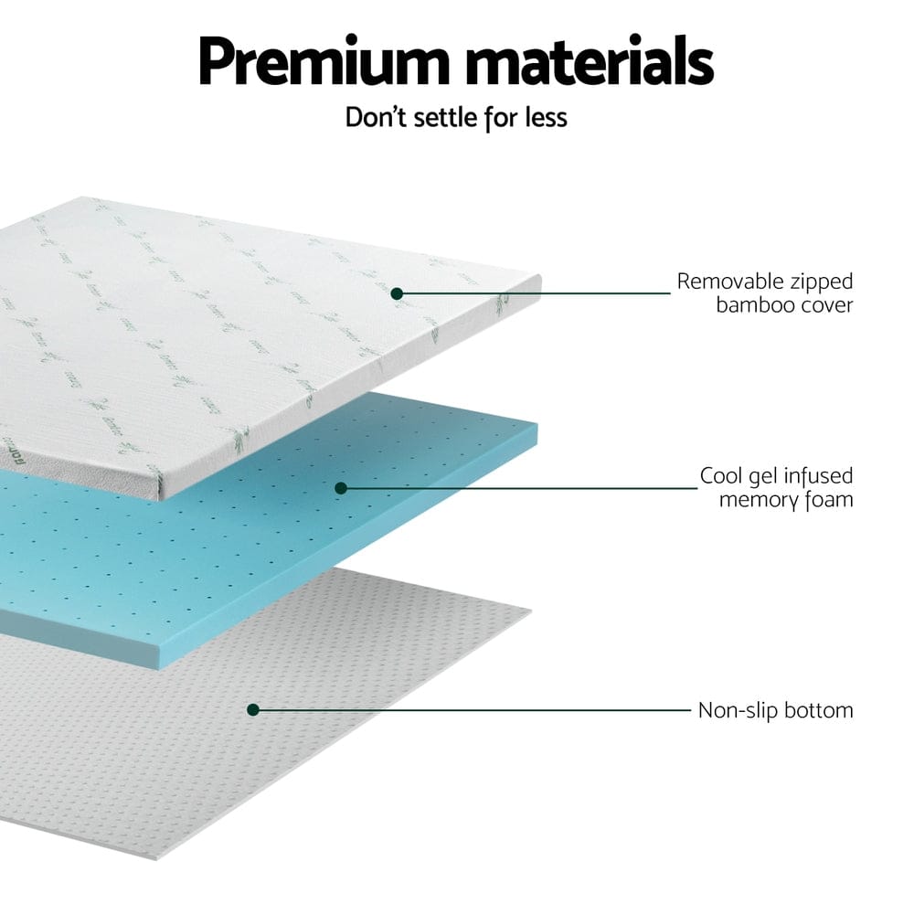 Giselle Furniture > Mattresses > Mattress Toppers Giselle Bedding Memory Foam Mattress Topper Ventilated Cool Gel 5cm Single