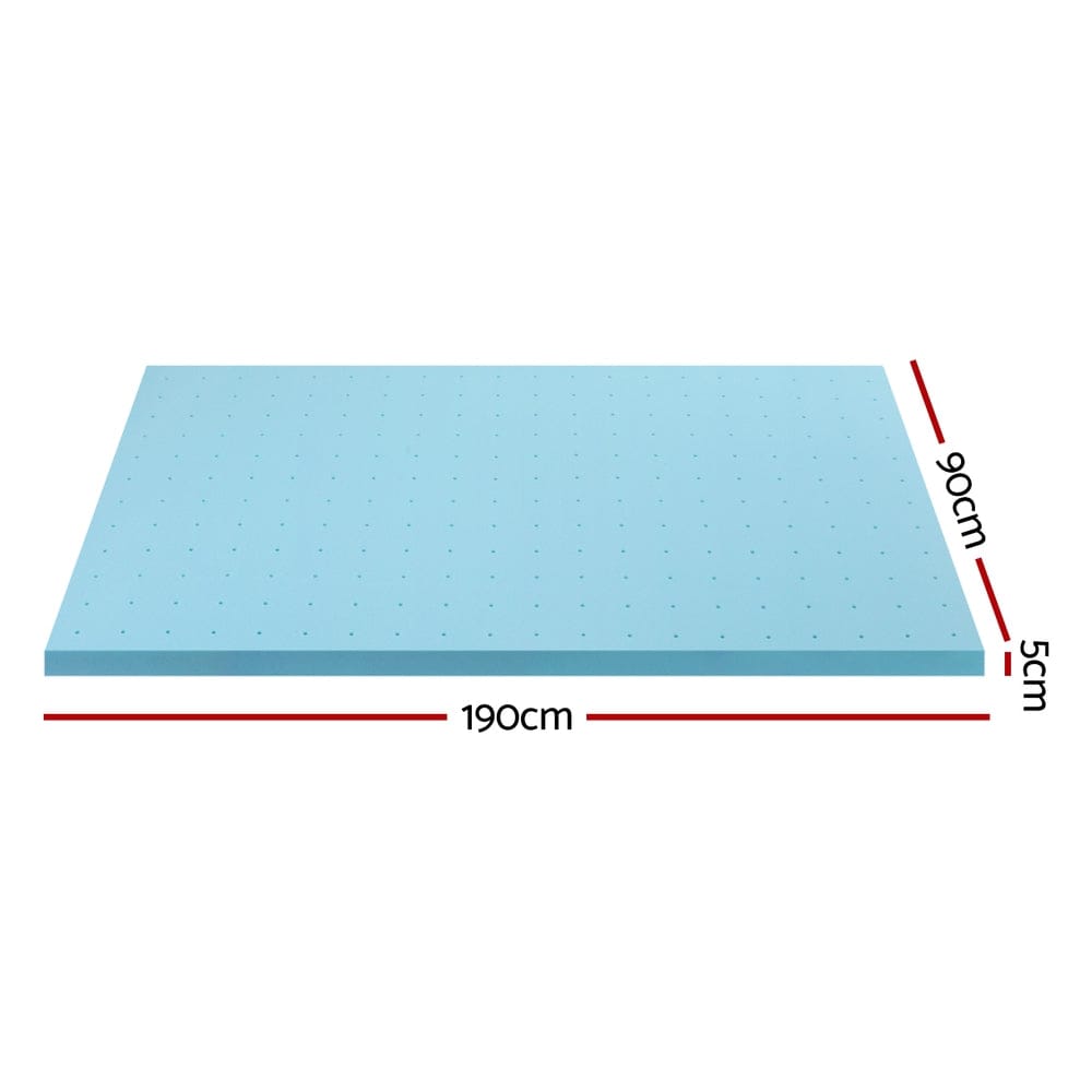 Giselle Furniture > Mattresses > Mattress Toppers Giselle Bedding Memory Foam Mattress Topper Ventilated Cool Gel 5cm Single