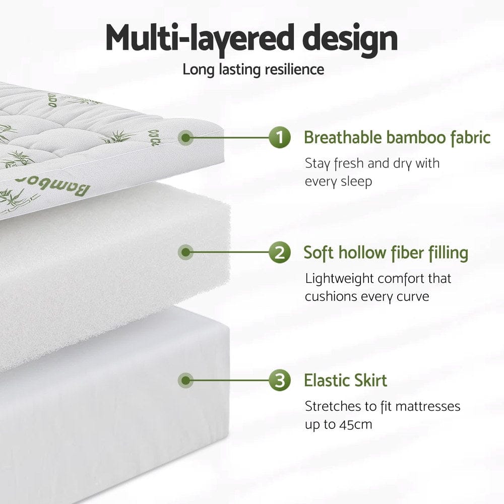Giselle Furniture > Mattresses > Mattress Toppers Giselle Mattress Topper 11cm Pillowtop toppers Bamboo King Single