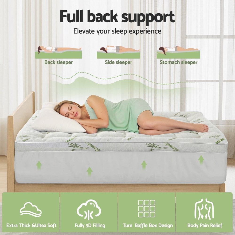 Giselle Furniture > Mattresses > Mattress Toppers Giselle Mattress Topper 11cm Pillowtop toppers Bamboo Single