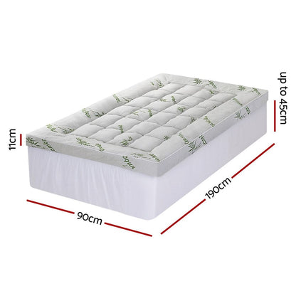 Giselle Furniture > Mattresses > Mattress Toppers Giselle Mattress Topper 11cm Pillowtop toppers Bamboo Single