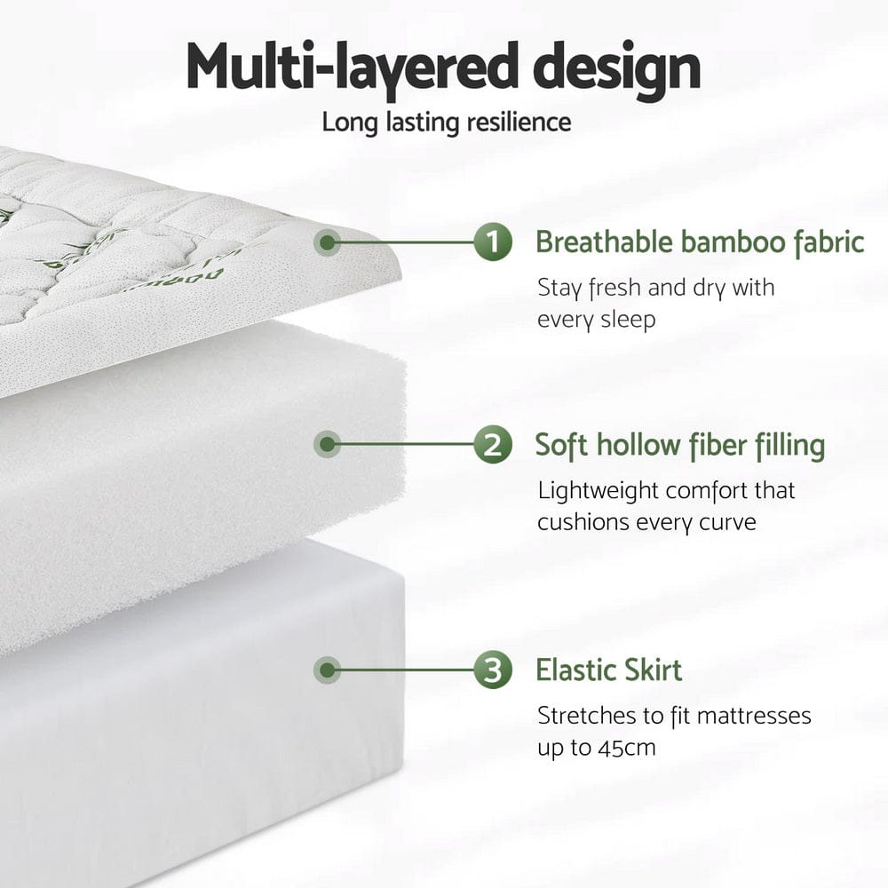 Giselle Furniture > Mattresses > Mattress Toppers Giselle Mattress Topper 5cm Pillowtop toppers Bamboo Single