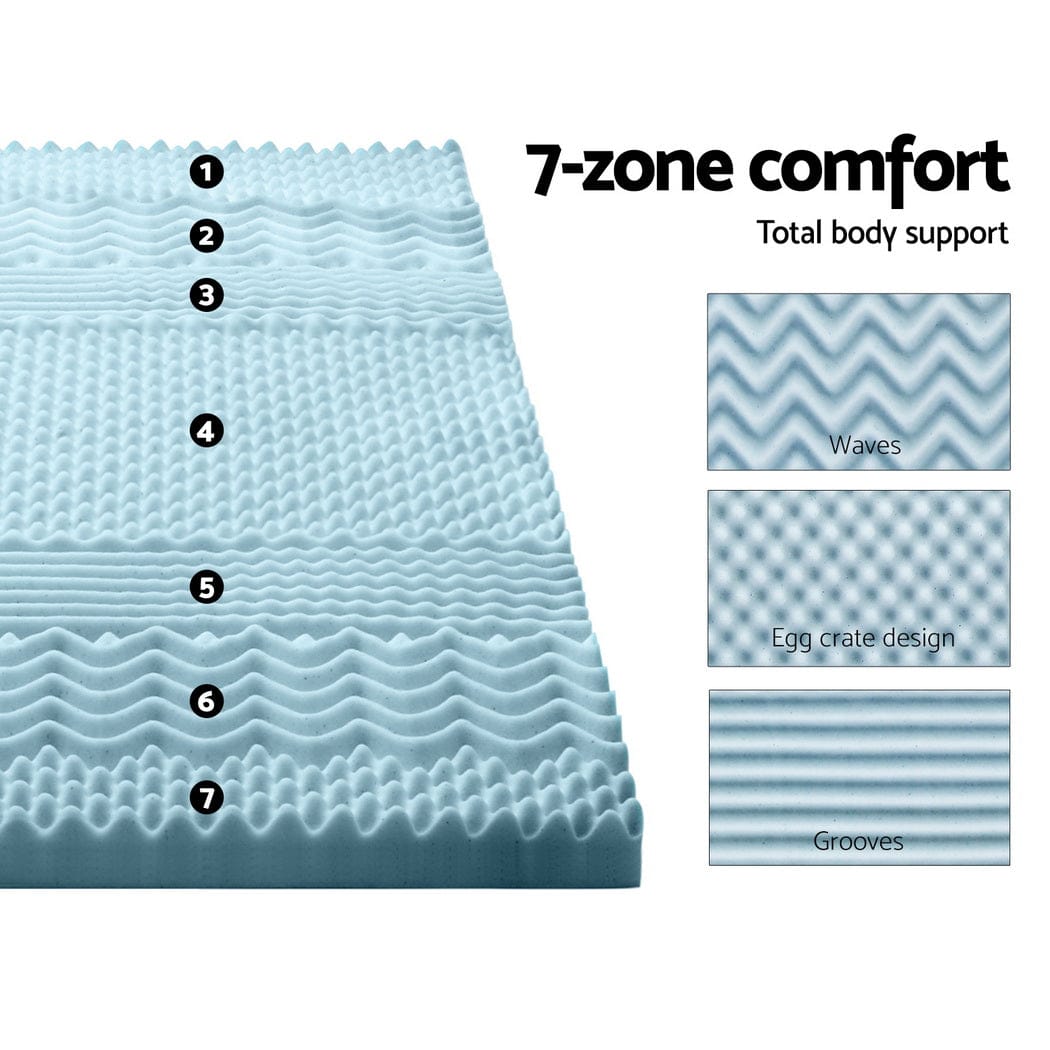 Giselle Furniture > Mattresses > Mattress Toppers Giselle Memory Foam Mattress Topper 7-Zone 8cm King Single