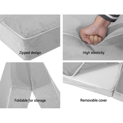 Giselle Furniture > Mattresses > Queen Mattress Giselle Bedding Foldable Mattress Folding Foam Bed Mat Light Grey