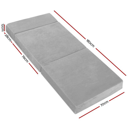Giselle Furniture > Mattresses > Queen Mattress Giselle Bedding Foldable Mattress Folding Foam Bed Mat Light Grey
