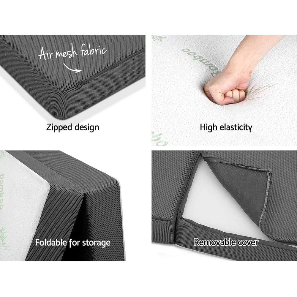 Giselle Furniture > Mattresses > Single Mattress Giselle Bedding Foldable Mattress Folding Foam Single Bamboo