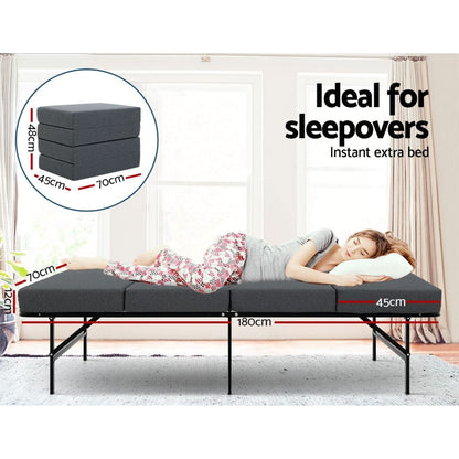 Giselle Furniture > Mattresses > Single Mattress Giselle Bedding Foldable Mattress Folding Foam Single Grey