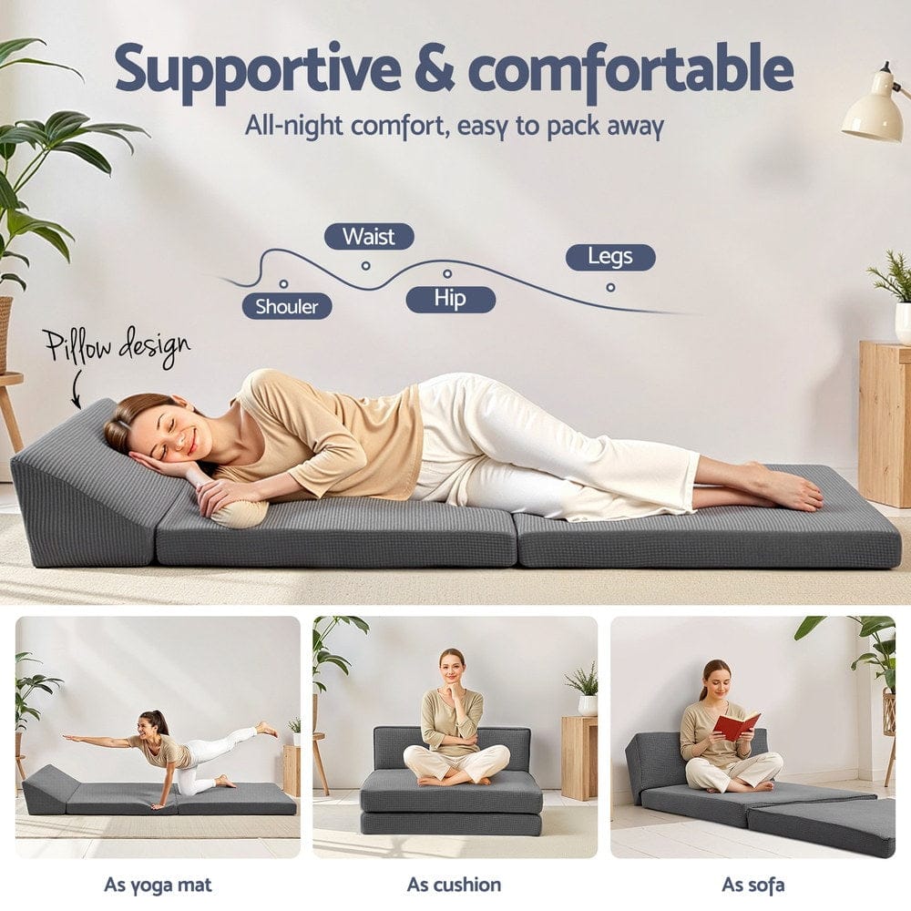Giselle Furniture > Mattresses > Single Mattress Giselle Foldable Mattress Folding Sofa Bed Trifold Sleeping Camping Cushion Mat