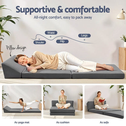 Giselle Furniture > Mattresses > Single Mattress Giselle Foldable Mattress Folding Sofa Bed Trifold Sleeping Camping Cushion Mat
