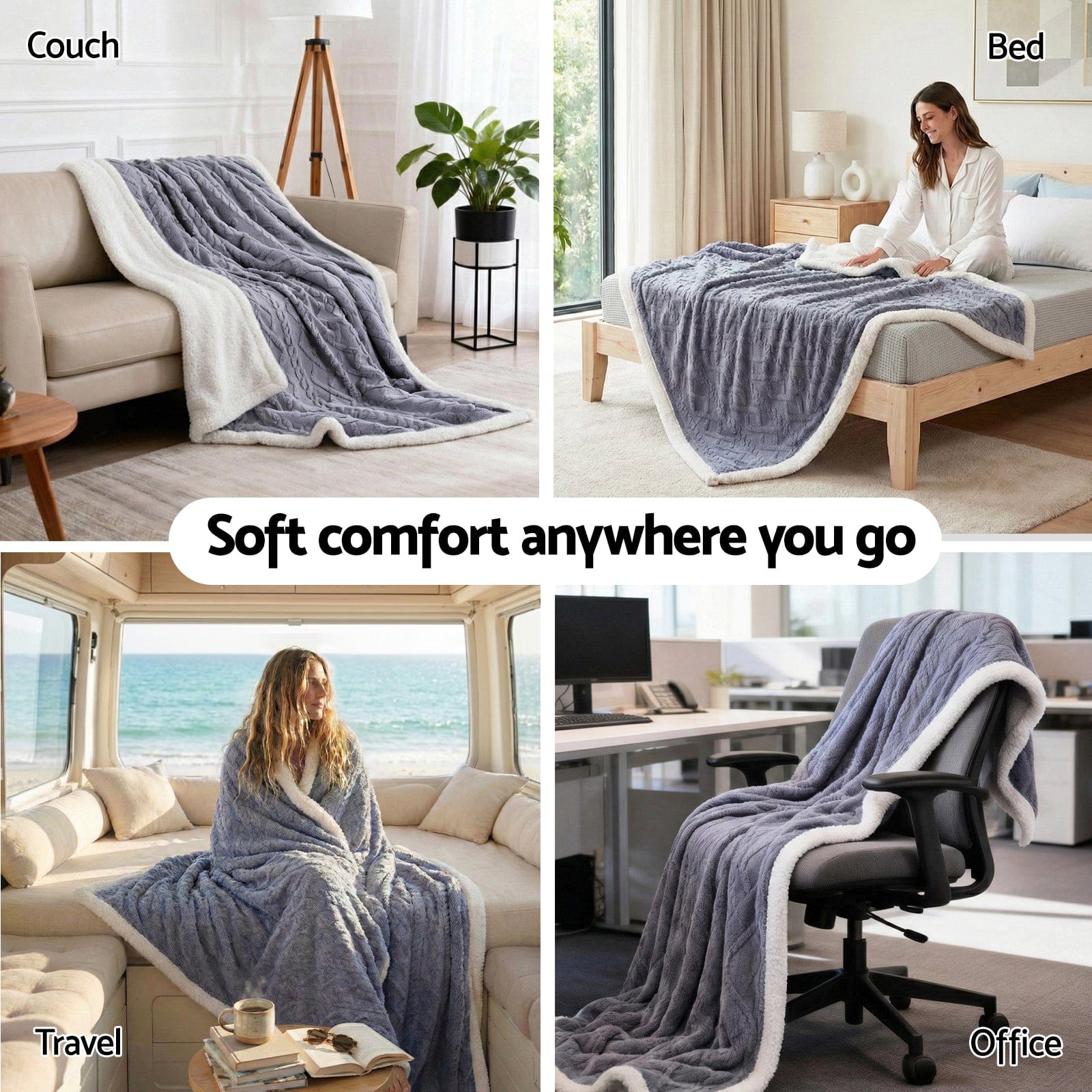 Giselle Home & Garden > Bedding > Blankets & Throws Giselle 152x203cm Throw Blanket Double-Sided Fleece Lightweight For Sofa Couch Bed Queen