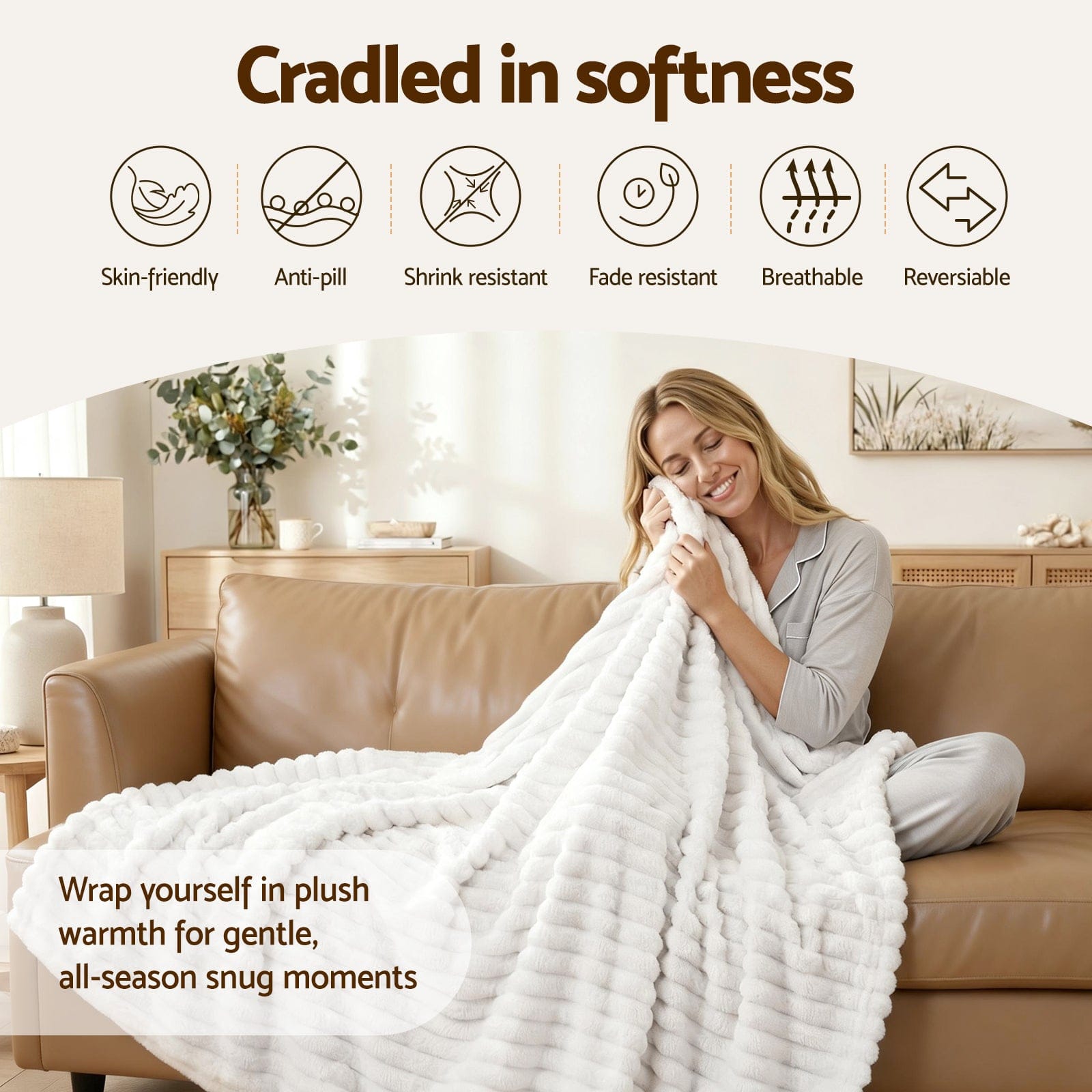 Giselle Home & Garden > Bedding > Blankets & Throws Giselle 152x203cm Throw Blanket Queen Fleece Lightweight Cozy Sofa Couch Bed Throw