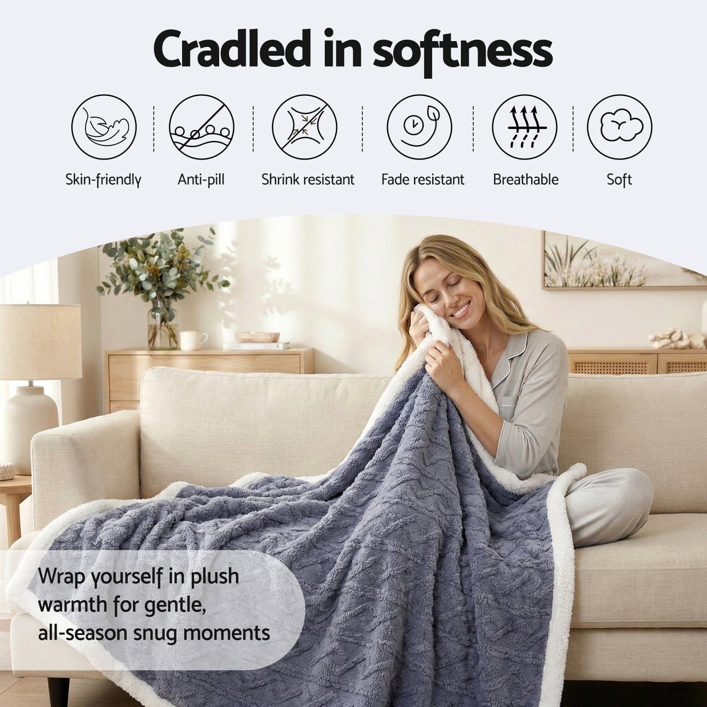 Giselle Home & Garden > Bedding > Blankets & Throws Giselle 203x230cm Throw Blanket Double-Sided Fleece Lightweight For Sofa Couch Bed