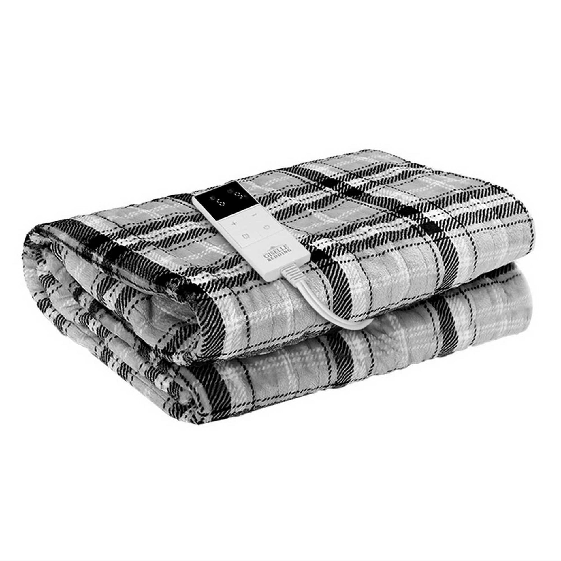 Giselle Home & Garden > Bedding > Blankets & Throws Giselle Bedding Electric Throw Rug Flannel Snuggle Blanket Washable Heated Grey and White Checkered
