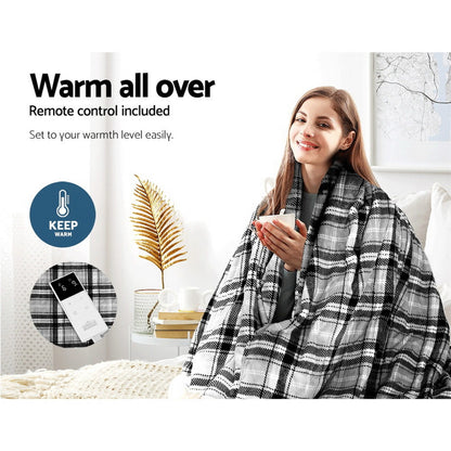 Giselle Home & Garden > Bedding > Blankets & Throws Giselle Bedding Electric Throw Rug Flannel Snuggle Blanket Washable Heated Grey and White Checkered