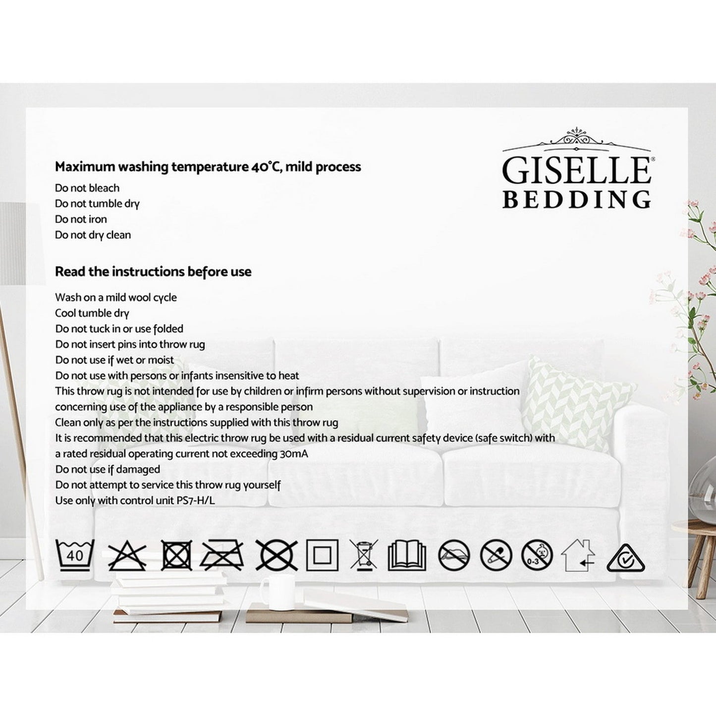 Giselle Home & Garden > Bedding > Blankets & Throws Giselle Bedding Electric Throw Rug Flannel Snuggle Blanket Washable Heated Grey and White Checkered