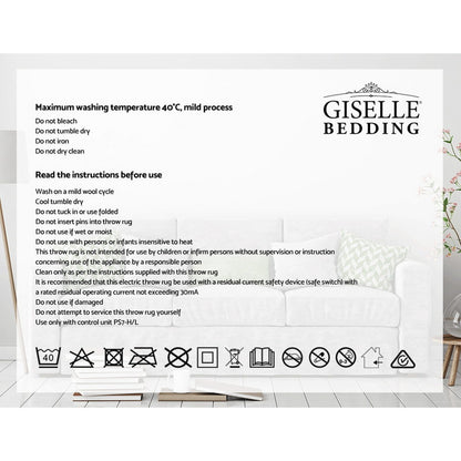 Giselle Home & Garden > Bedding > Blankets & Throws Giselle Bedding Electric Throw Rug Flannel Snuggle Blanket Washable Heated Grey and White Checkered