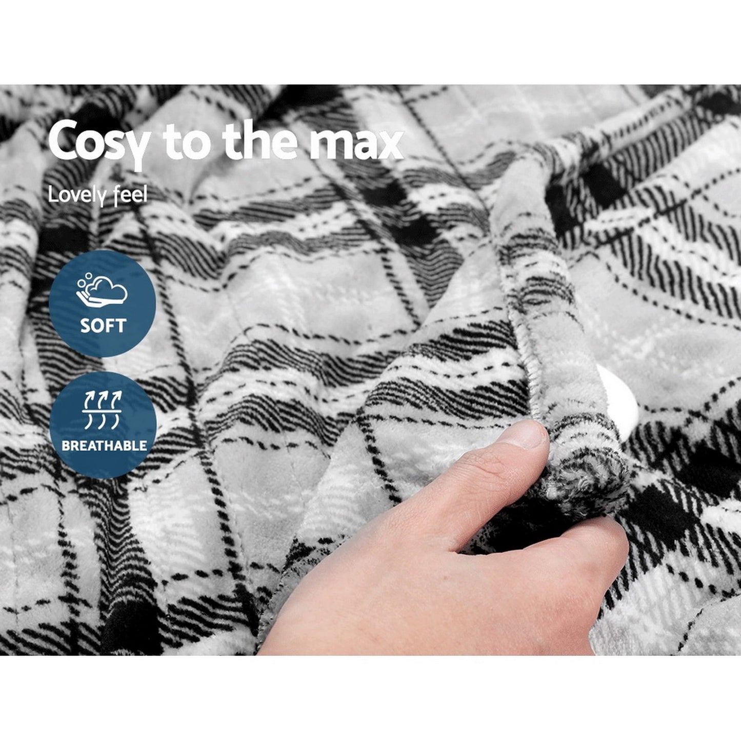 Giselle Home & Garden > Bedding > Blankets & Throws Giselle Bedding Electric Throw Rug Flannel Snuggle Blanket Washable Heated Grey and White Checkered