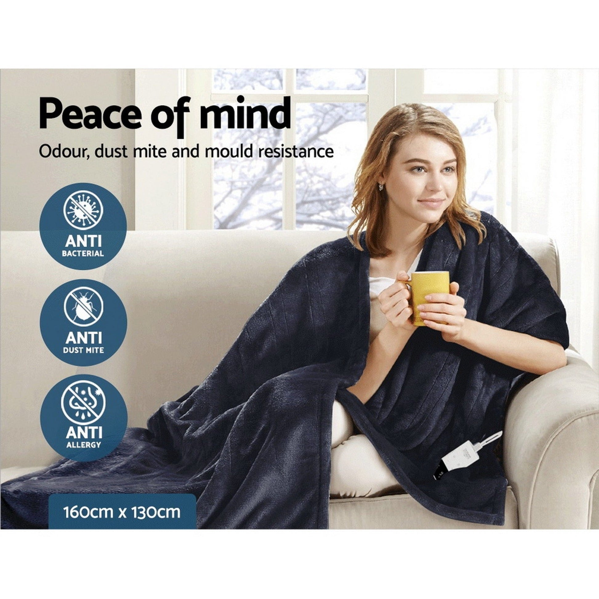 Giselle Home & Garden > Bedding > Blankets & Throws Giselle Bedding Heated Electric Throw Rug Fleece Sunggle Blanket Washable Charcoal