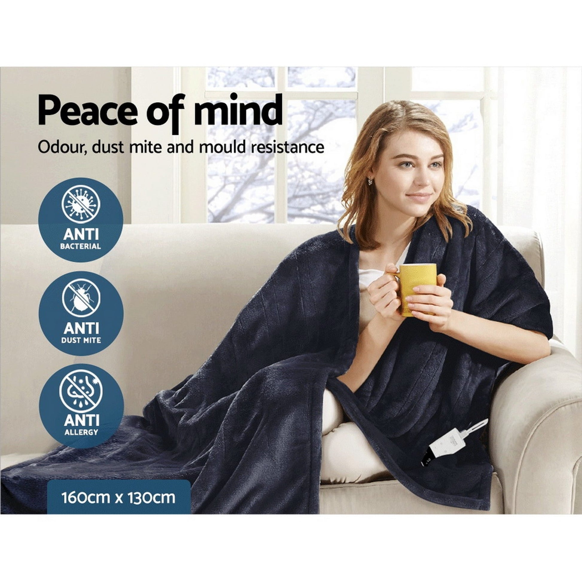 Giselle Home & Garden > Bedding > Blankets & Throws Giselle Bedding Heated Electric Throw Rug Fleece Sunggle Blanket Washable Charcoal