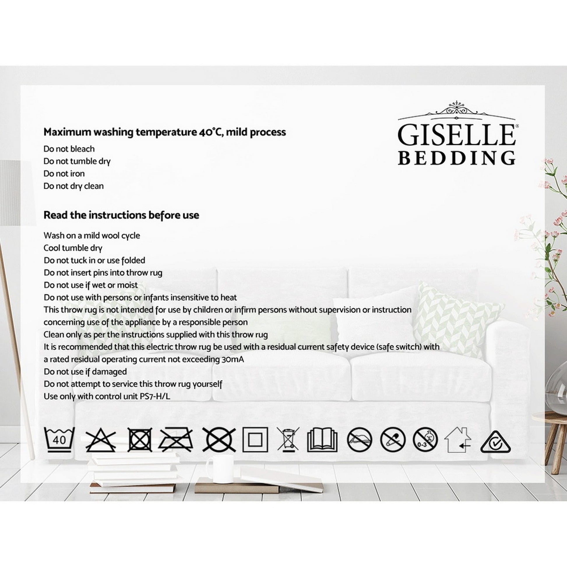 Giselle Home & Garden > Bedding > Blankets & Throws Giselle Bedding Heated Electric Throw Rug Fleece Sunggle Blanket Washable Charcoal