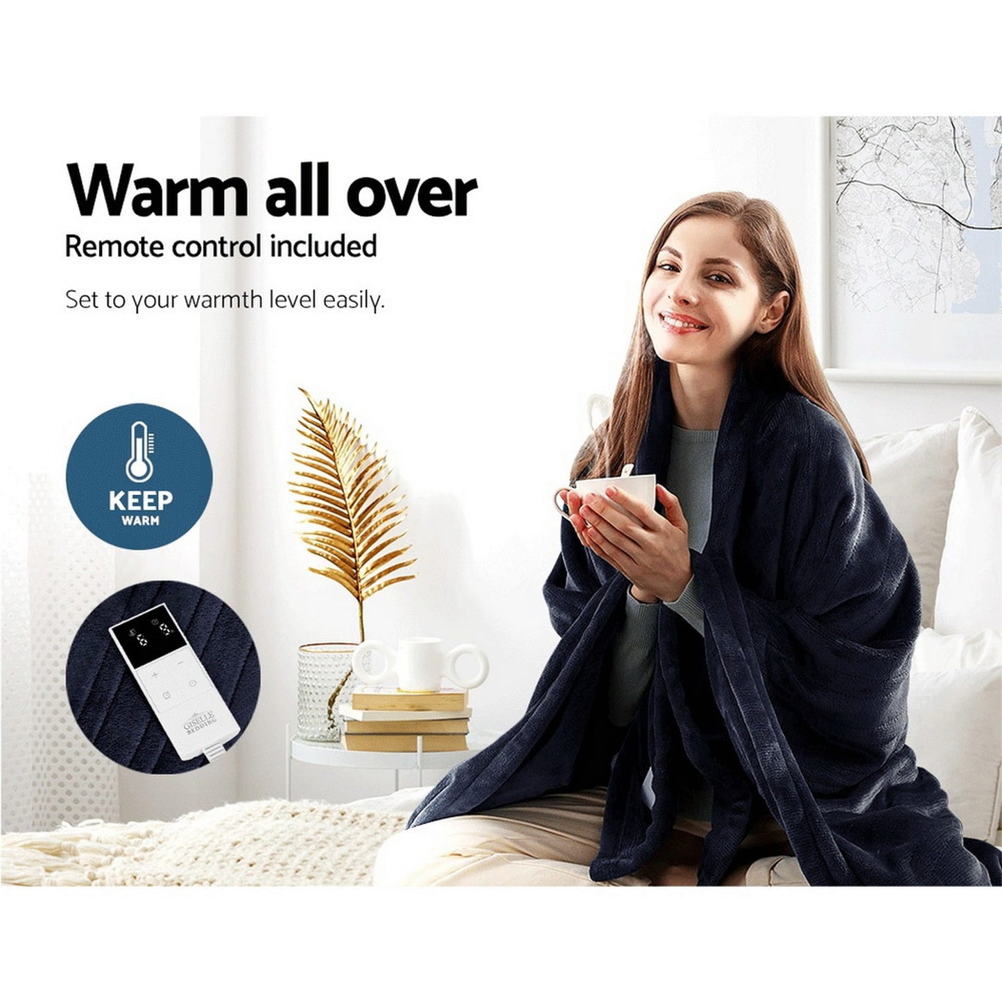Giselle Home & Garden > Bedding > Blankets & Throws Giselle Bedding Heated Electric Throw Rug Fleece Sunggle Blanket Washable Charcoal