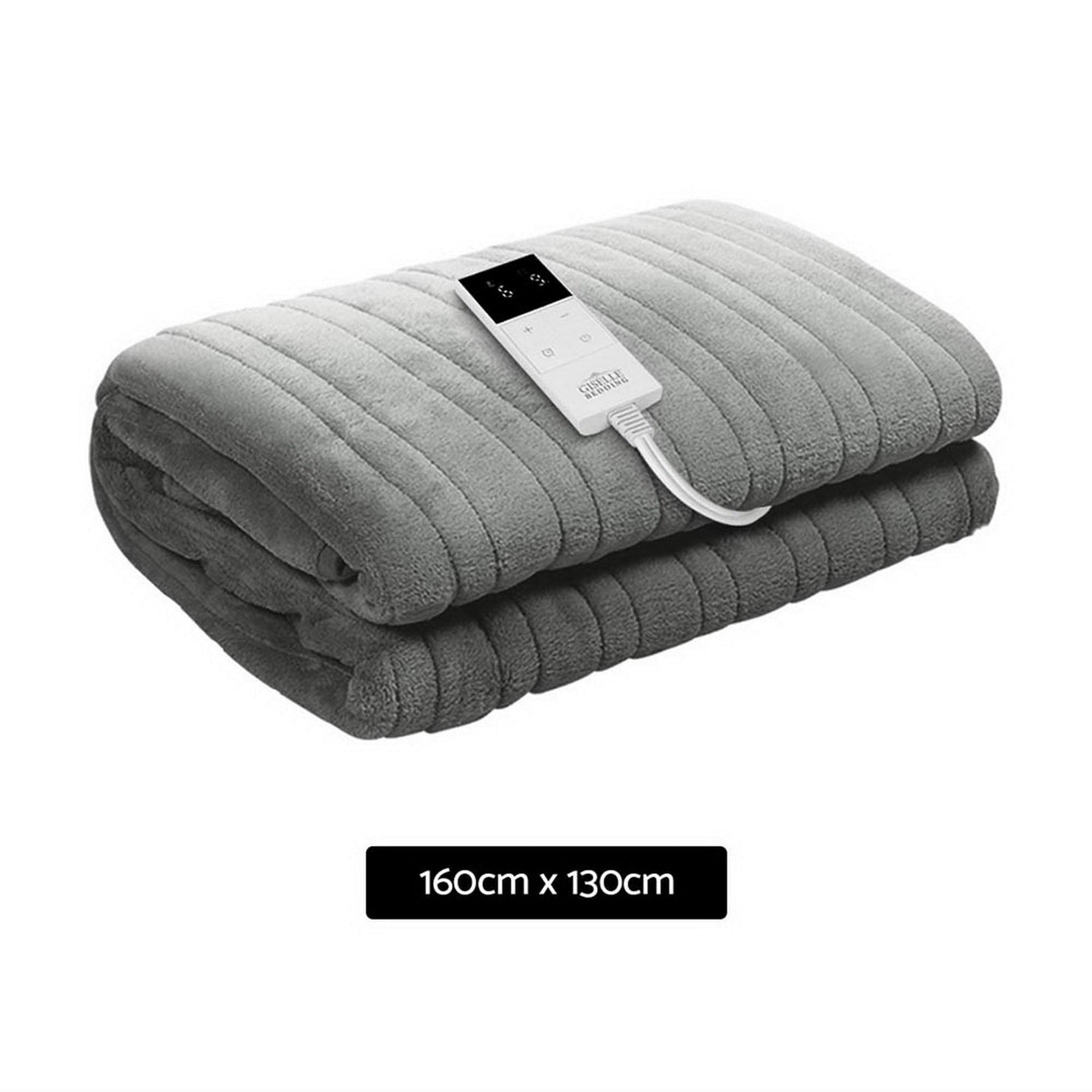 Giselle Home & Garden > Bedding > Blankets & Throws Giselle Bedding Heated Electric Throw Rug Fleece Sunggle Blanket Washable Silver