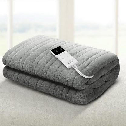 Giselle Home & Garden > Bedding > Blankets & Throws Giselle Bedding Heated Electric Throw Rug Fleece Sunggle Blanket Washable Silver