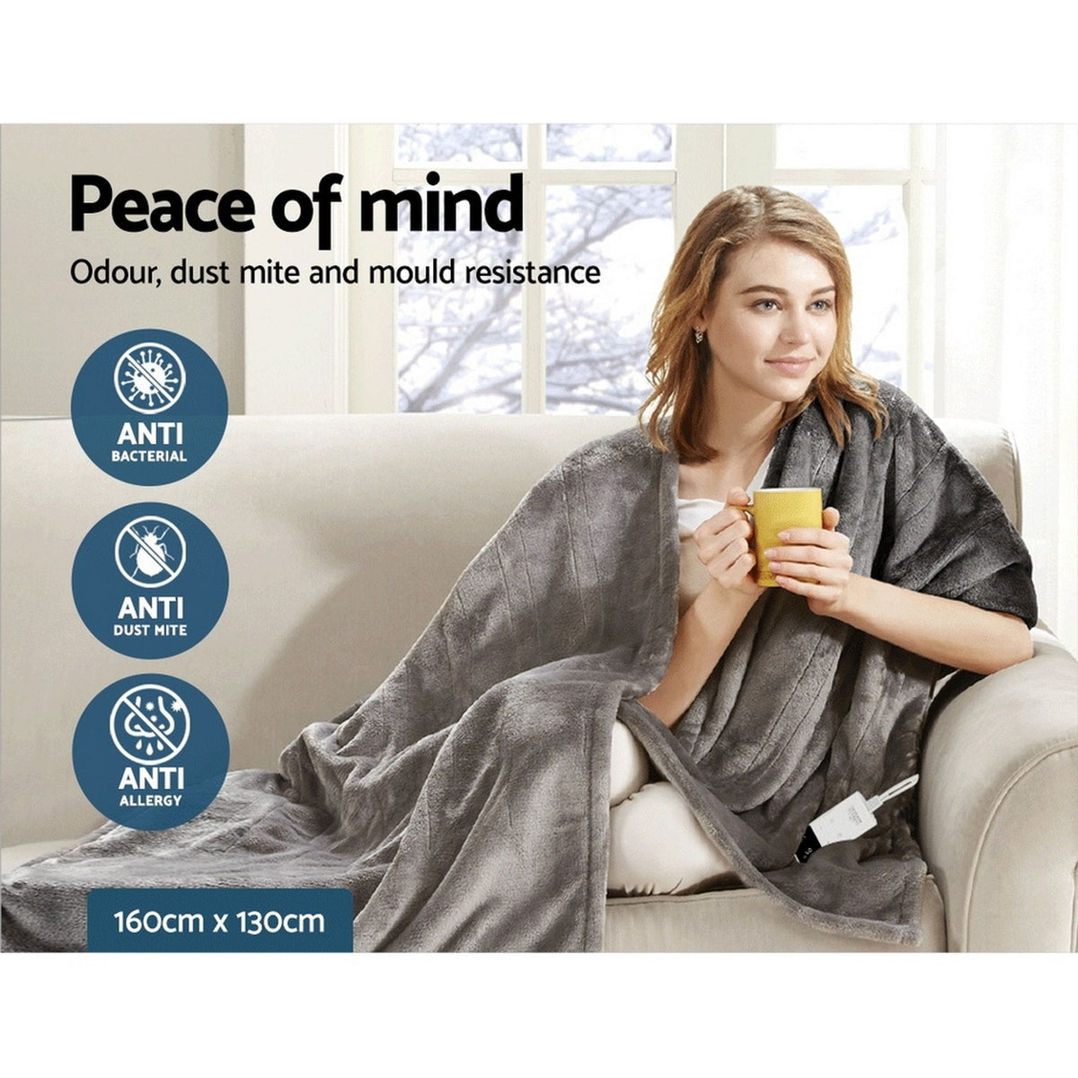Giselle Home & Garden > Bedding > Blankets & Throws Giselle Bedding Heated Electric Throw Rug Fleece Sunggle Blanket Washable Silver