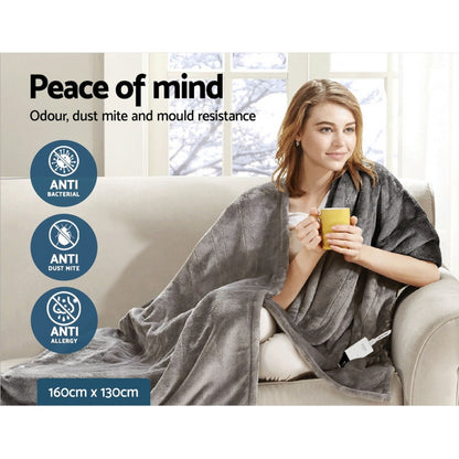 Giselle Home & Garden > Bedding > Blankets & Throws Giselle Bedding Heated Electric Throw Rug Fleece Sunggle Blanket Washable Silver
