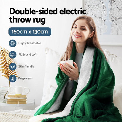 Giselle Home & Garden > Bedding > Blankets & Throws Giselle Electric Throw Rug Heated Blanket Double Sided Green