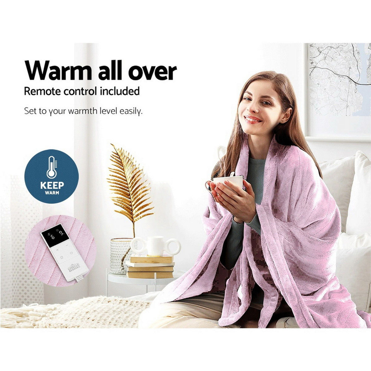 Giselle Home & Garden > Bedding > Blankets & Throws Giselle Electric Throw Rug Heated Blanket Fleece Pink