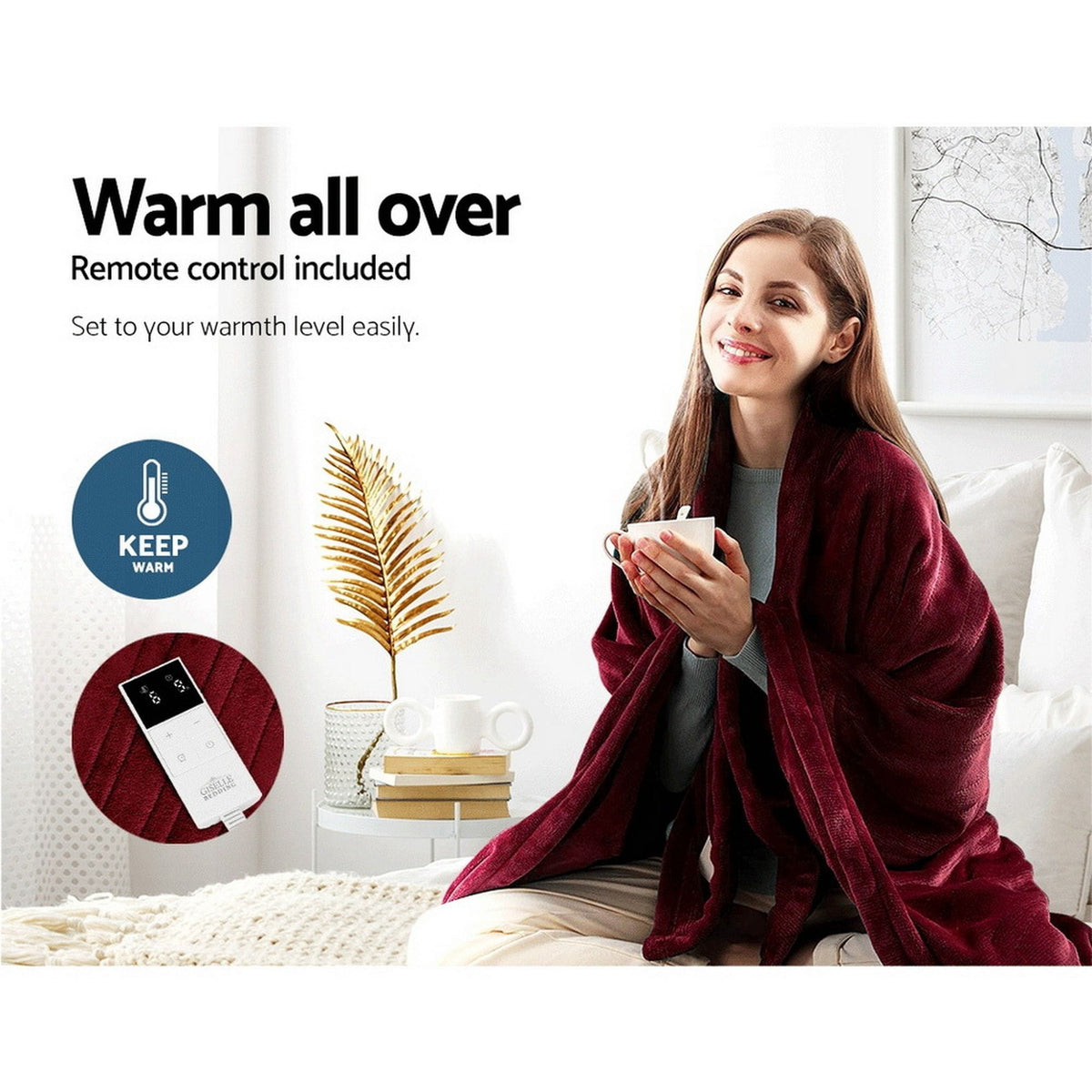 Giselle Home & Garden > Bedding > Blankets & Throws Giselle Electric Throw Rug Heated Blanket Fleece Red