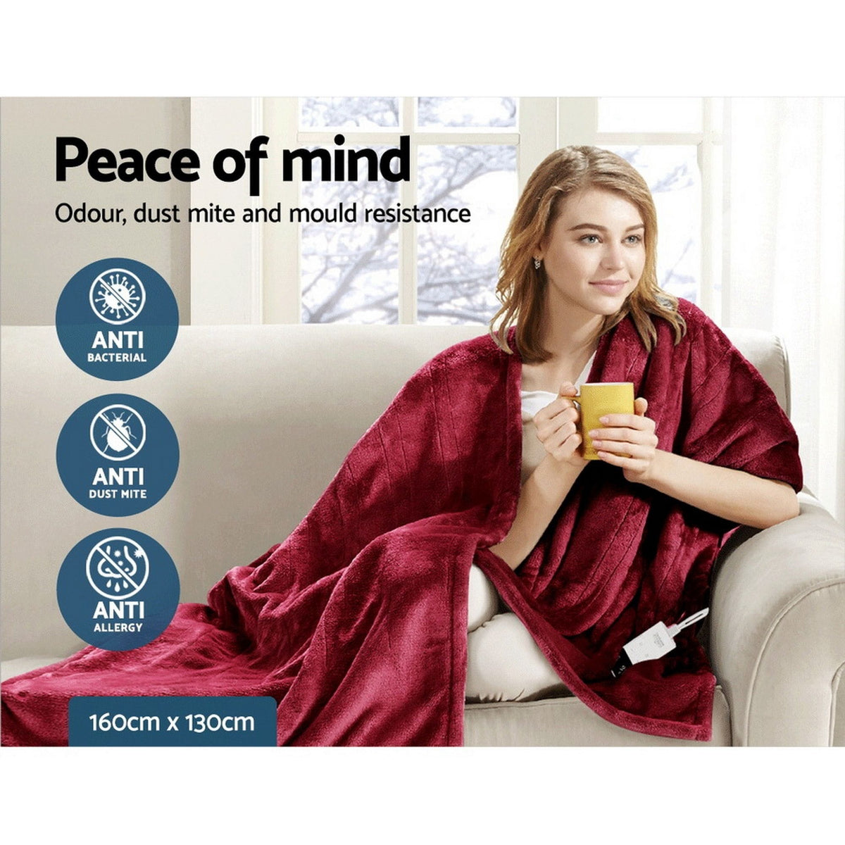 Giselle Home & Garden > Bedding > Blankets & Throws Giselle Electric Throw Rug Heated Blanket Fleece Red
