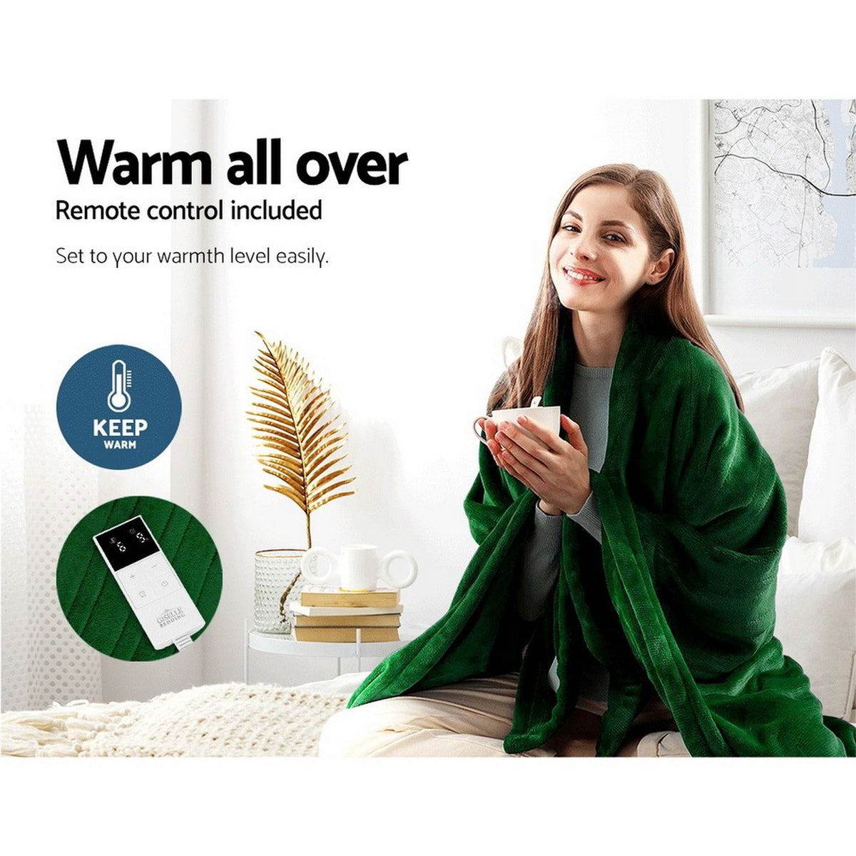 Giselle Home & Garden > Bedding > Blankets & Throws Giselle Electric Throw Rug Heated Blanket Washable Snuggle Flannel Winter Green