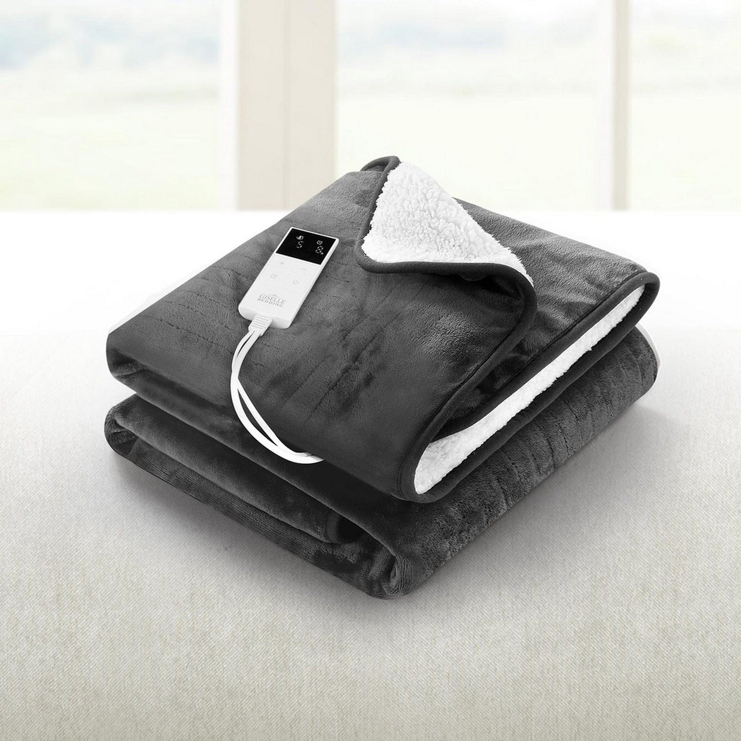 Giselle Home & Garden > Bedding > Blankets & Throws Giselle Electric Throw Rug Heated Blanket Washable Snuggle Flannel Winter Grey