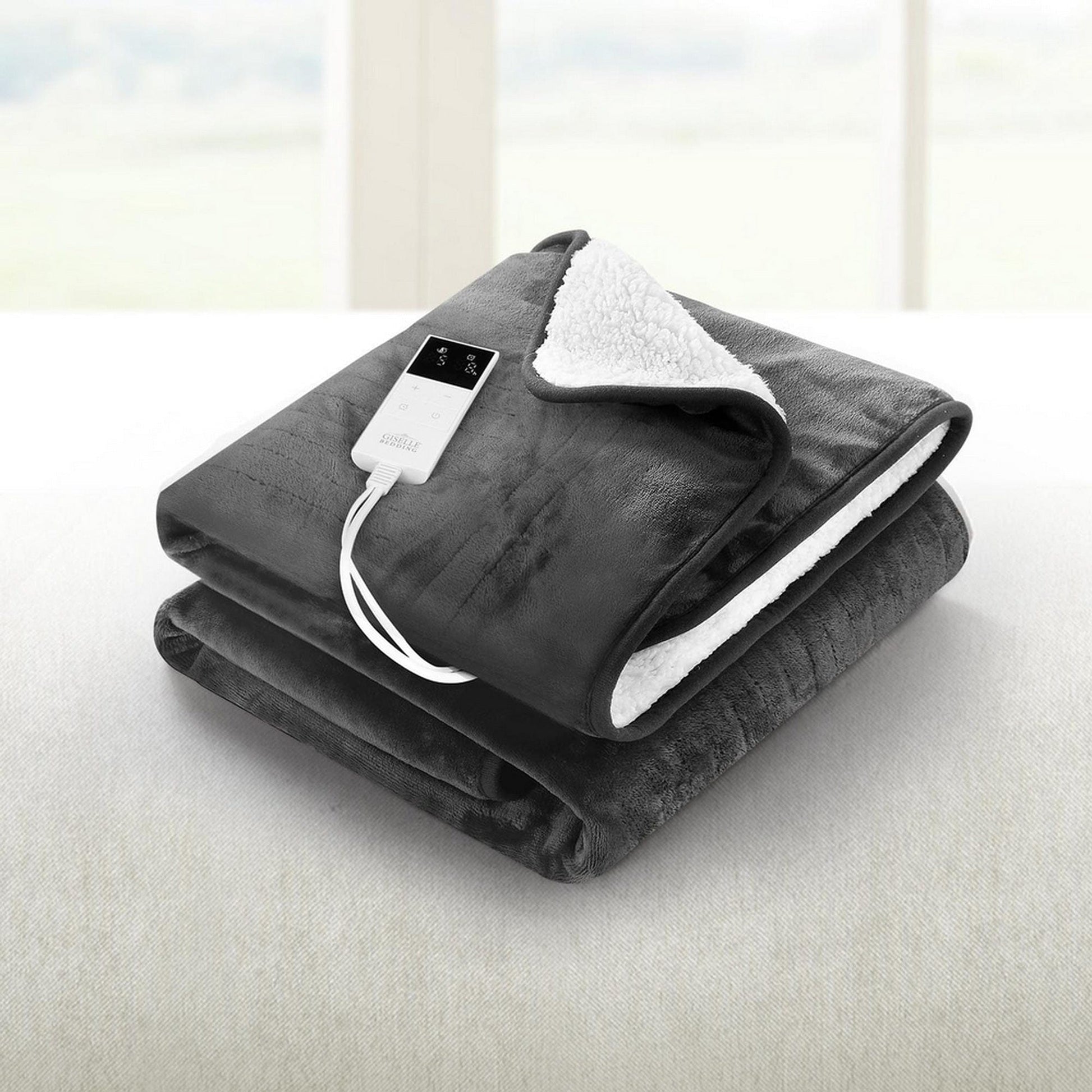 Giselle Home & Garden > Bedding > Blankets & Throws Giselle Electric Throw Rug Heated Blanket Washable Snuggle Flannel Winter Grey