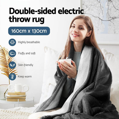 Giselle Home & Garden > Bedding > Blankets & Throws Giselle Electric Throw Rug Heated Blanket Washable Snuggle Flannel Winter Grey