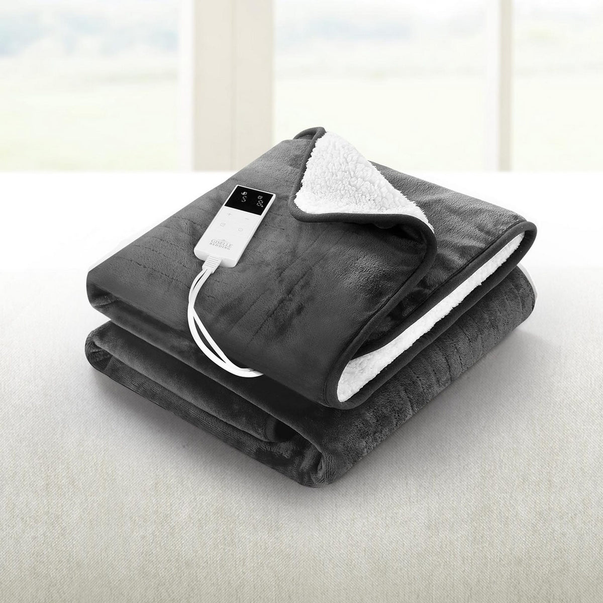Giselle Home & Garden > Bedding > Blankets & Throws Giselle Electric Throw Rug Heated Blanket Washable Snuggle Flannel Winter Grey