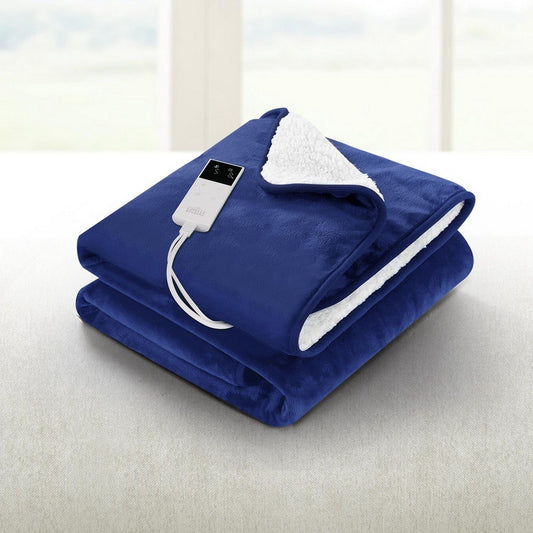 Giselle Home & Garden > Bedding > Blankets & Throws Giselle Electric Throw Rug Heated Blanket Washable Snuggle Flannel Winter Navy
